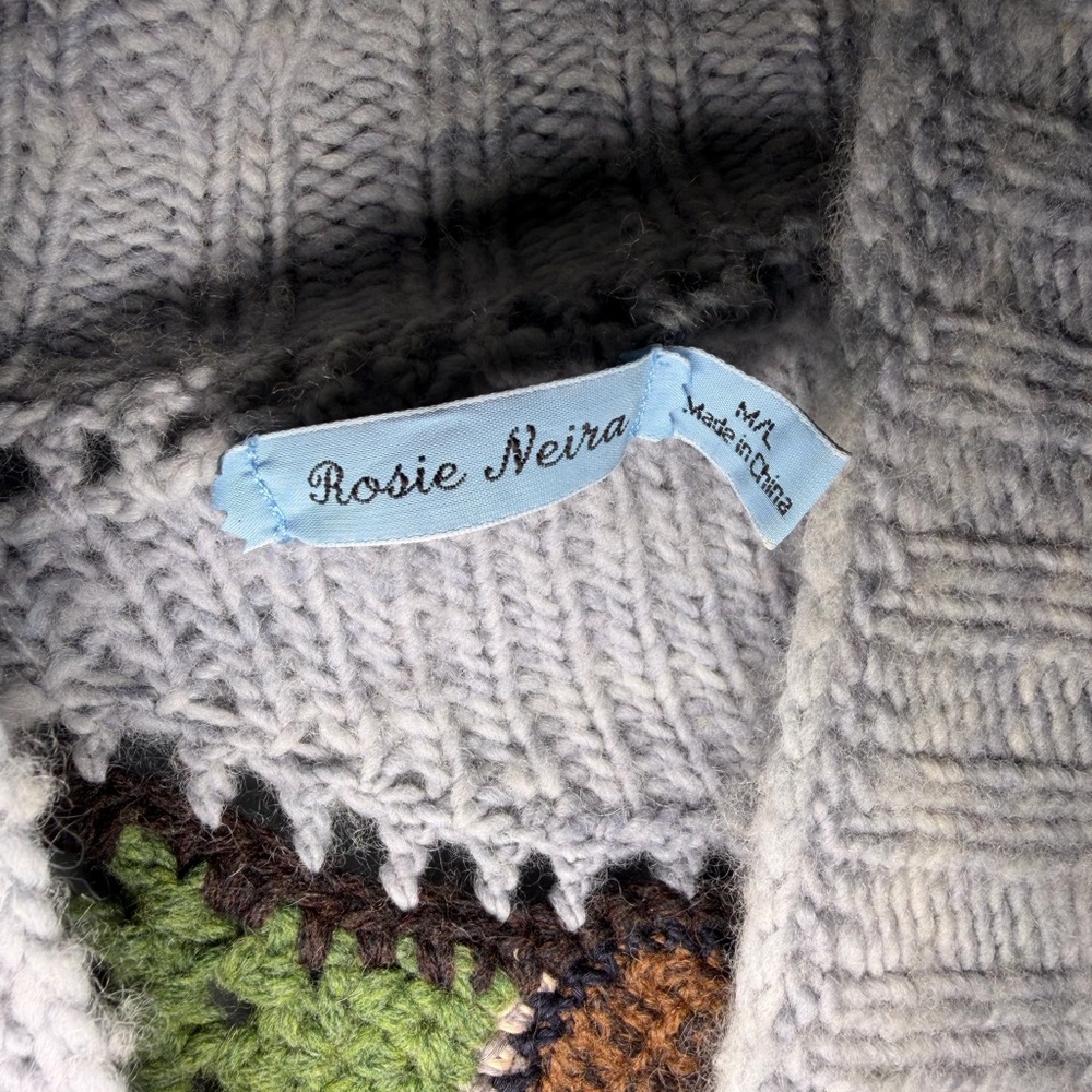 Anthropologie Rosie Neira Light blue mallard duck crochet cardigan sweater - Picture 2 of 6